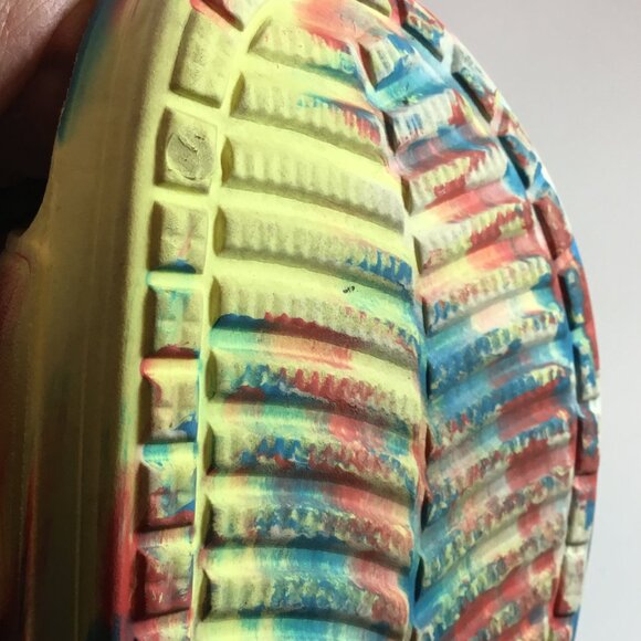 Crocs Iconic Comfort Classic Red/Yellow Marbled Slide Sandals Women's Size 8 - Picture 10 of 11